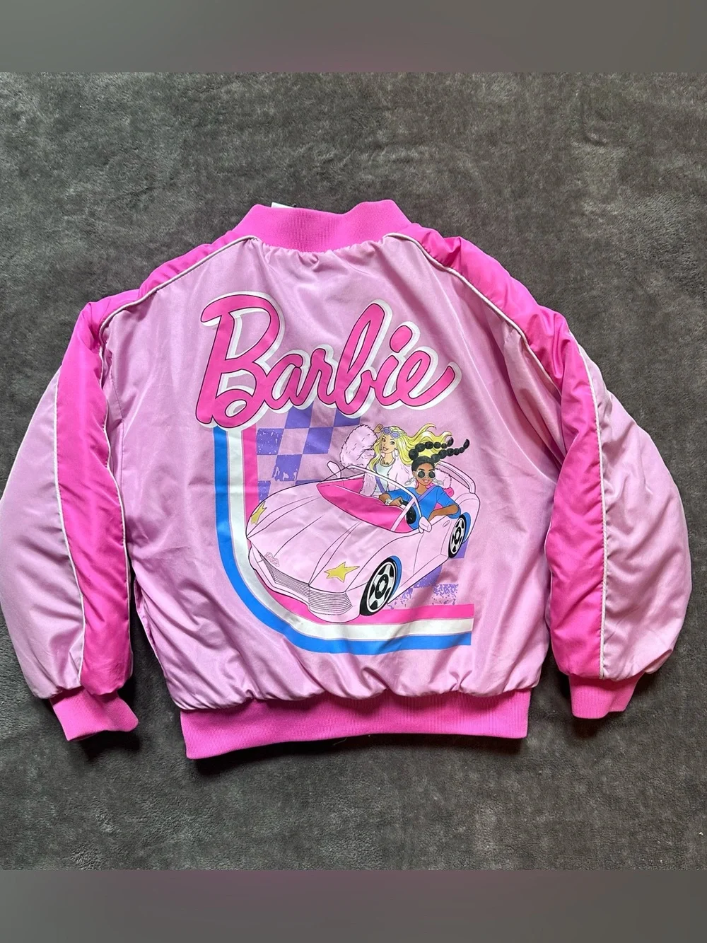 Barbie Girls 6/6X Pink Satin Bomber Jacket California Racing #59 Mattel 2025